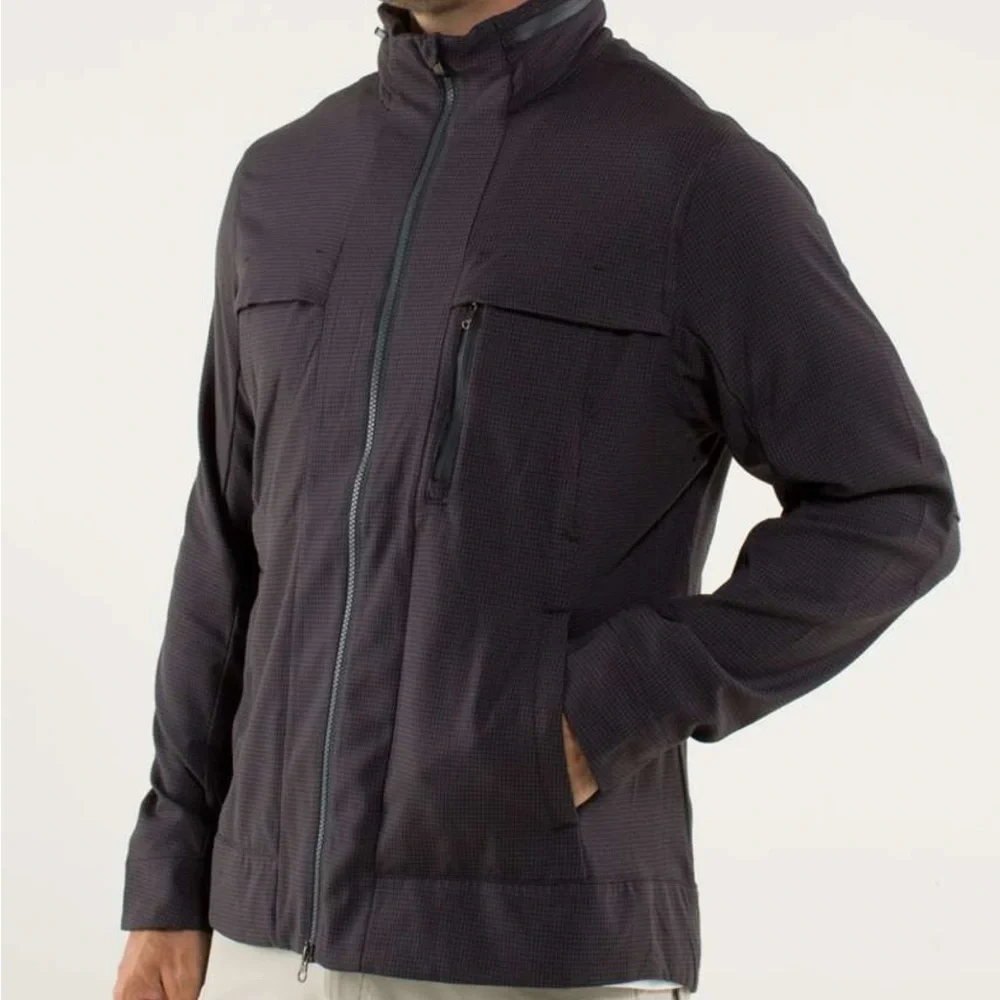 Lululemon Relay Jacket Men’s Large L Houndstooth Swift Mojave Packable‎ Hood